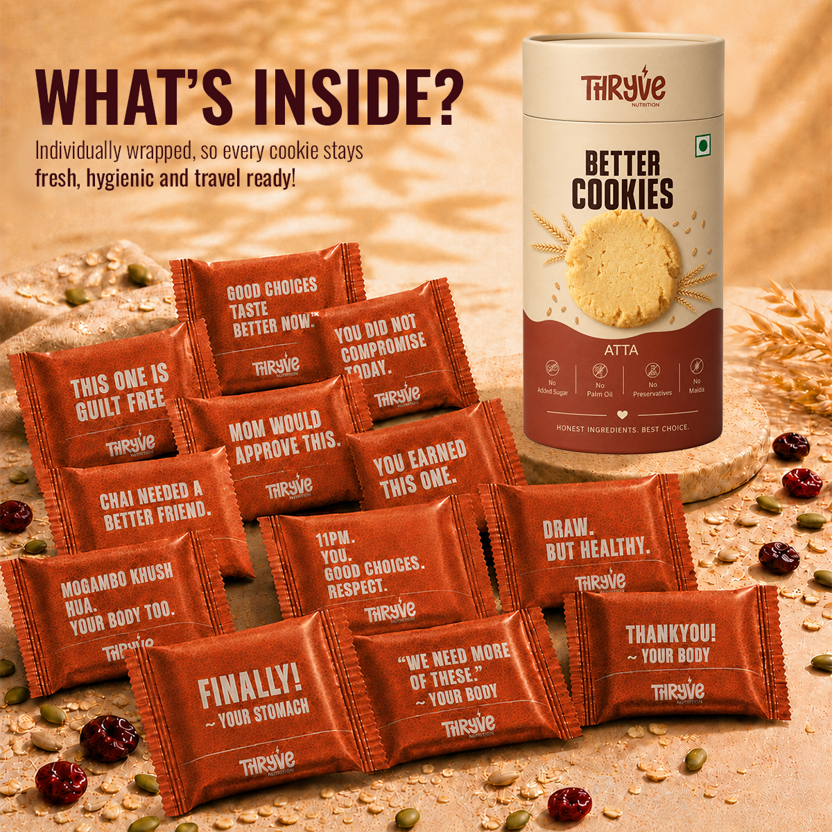 Atta Cookies | No Added Sugar, No Maida, Butter Made